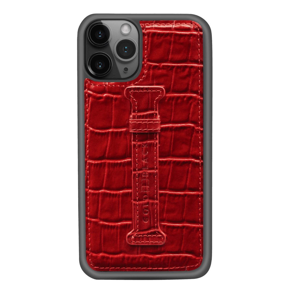 GOLDBLACK Handyhülle GOLDBLACK iPhone 11 Pro Lederhülle Mit Fingerschlaufe KROKO-PRÄGUNG