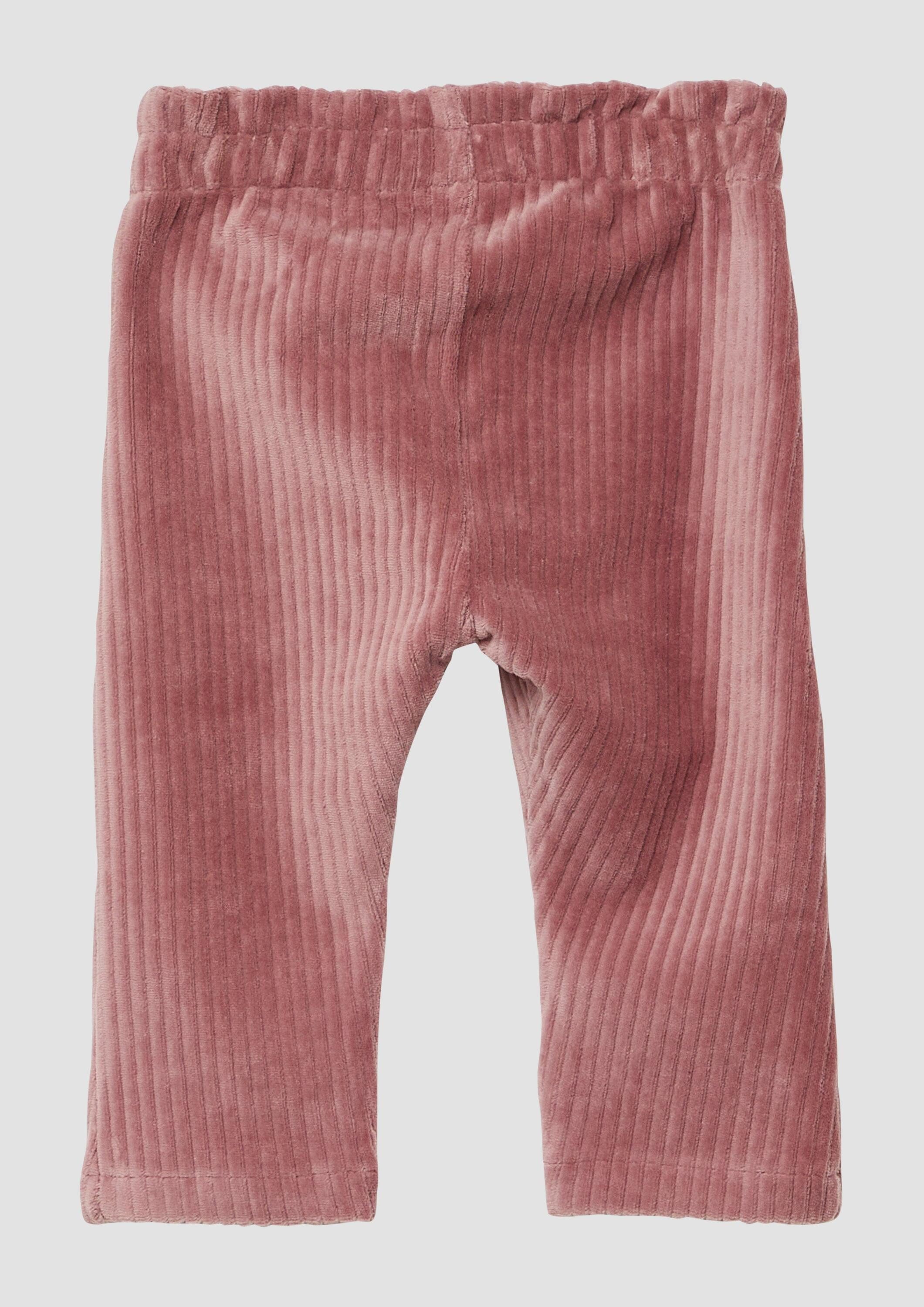 s.Oliver Leggings Leggings Weiche Cord-Jogginghose mit Blumen-Stickerei