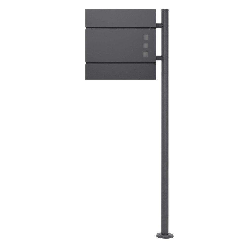 ML-DESIGN Standbriefkasten Wandbriefkasten Briefkasten Postkasten mit Zeitungsfach inkl. Standfuß, Briefkastenanlage mit Standfuß Anthrazit 120 cm Mailbox mit Pfosten