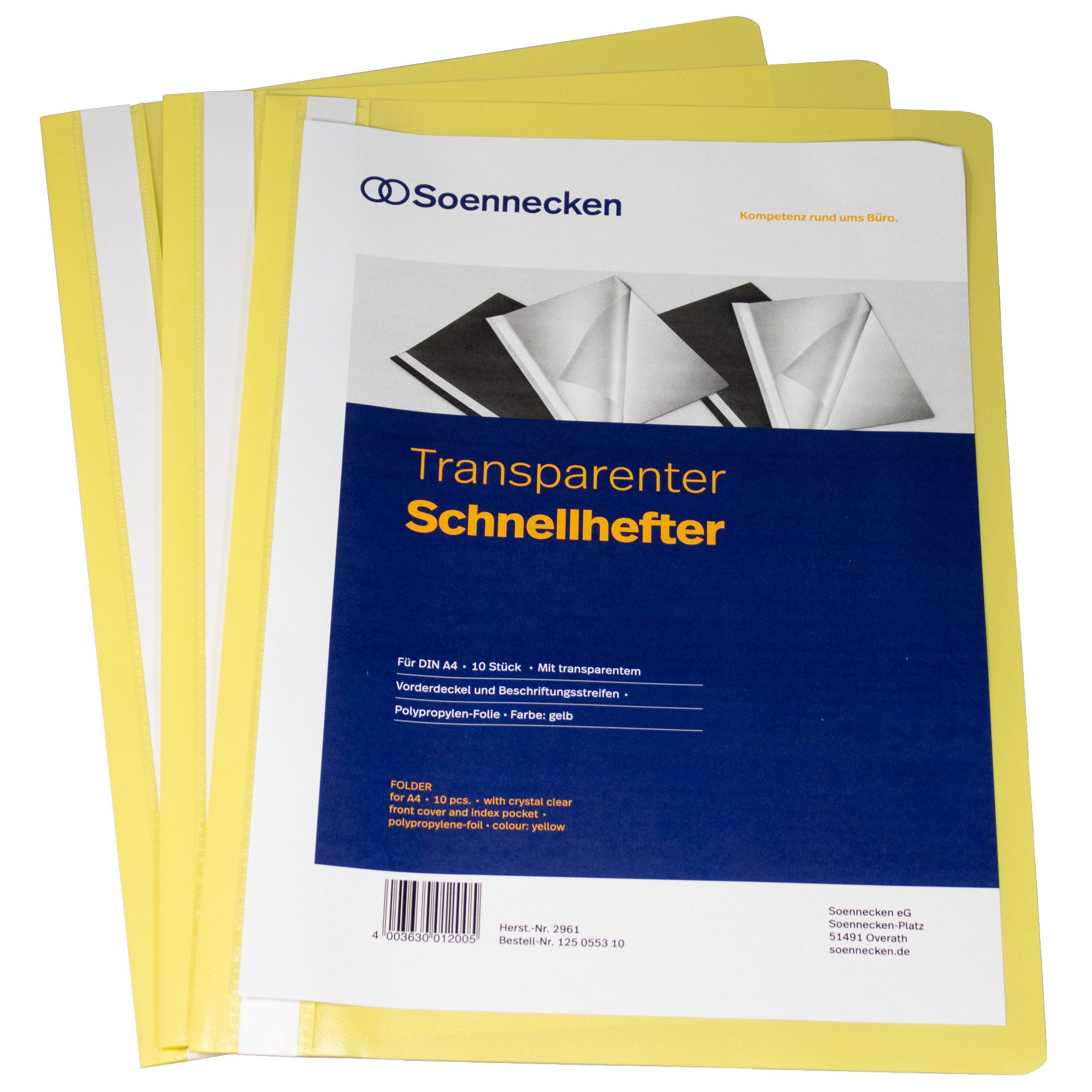 Hefter Schnellhefter 2961 DIN A4 PP gelb 10 Stück (10 Stück)