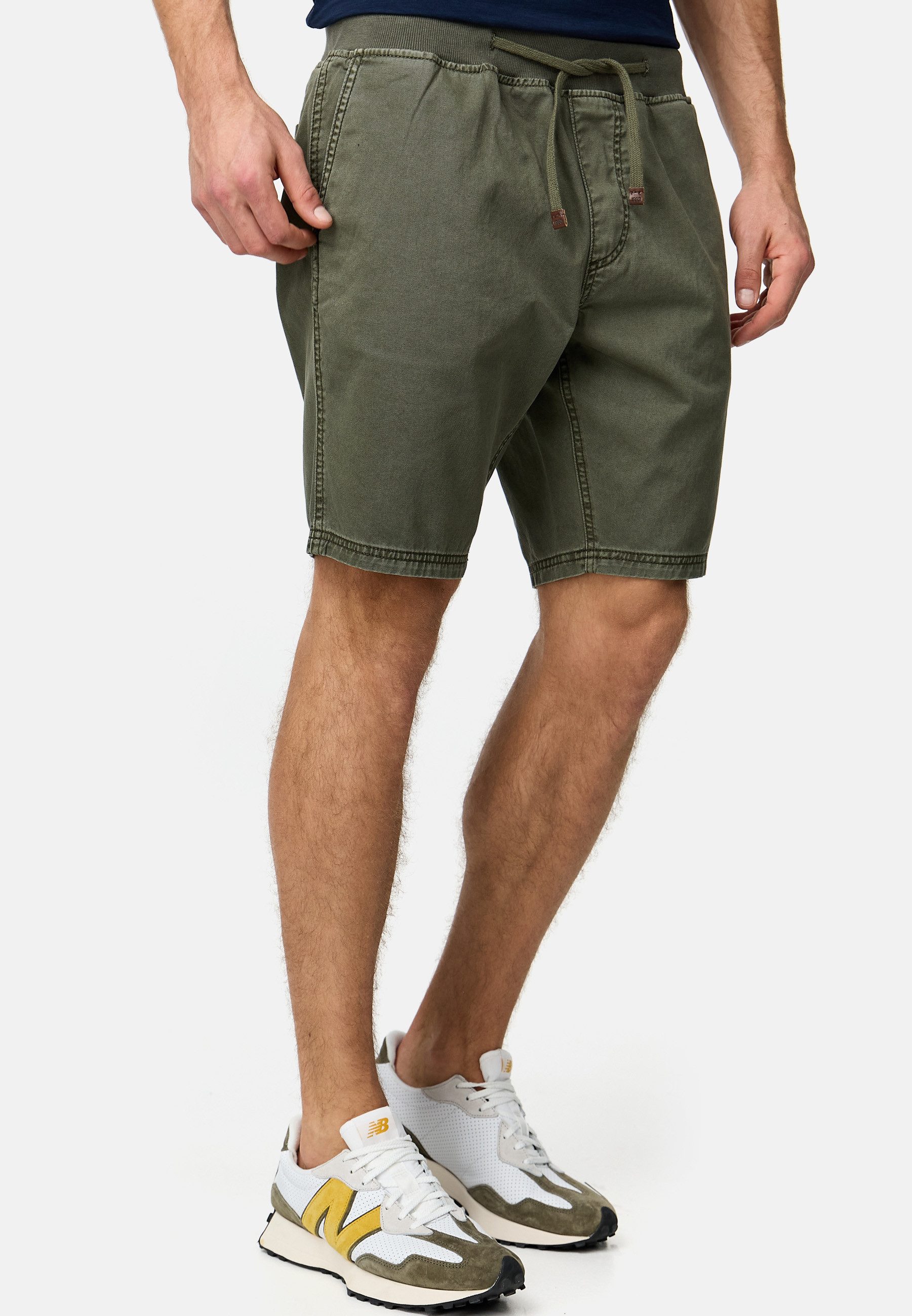 Indicode Chinoshorts Herren Carver Chino Shorts Herrenshorts mit elastischem Bund und Kordelzug