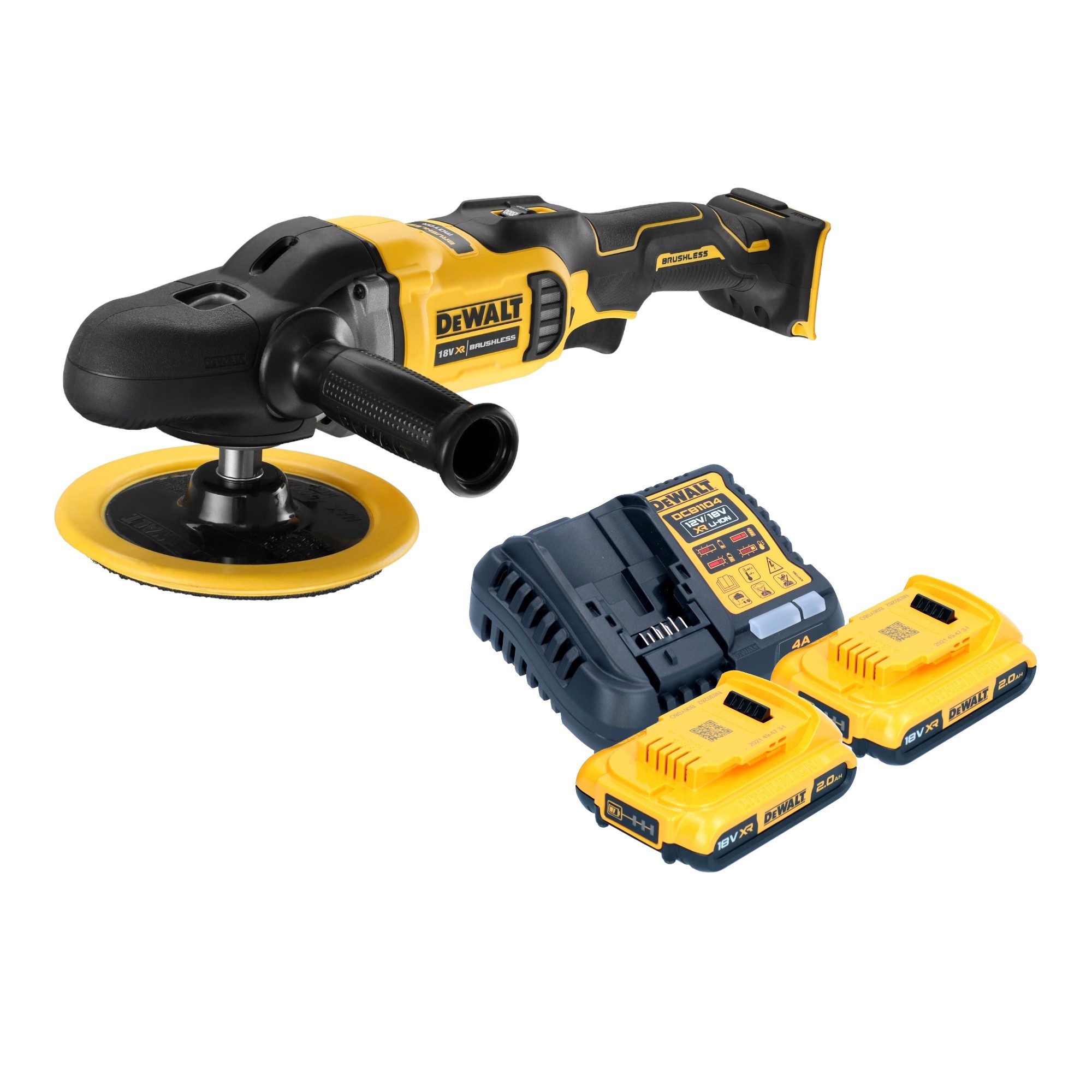 DeWalt Rotationsschleifer DCM 849 D2 Akku Exzenter Poliermaschine 18 V 180 mm Brushless + 2x