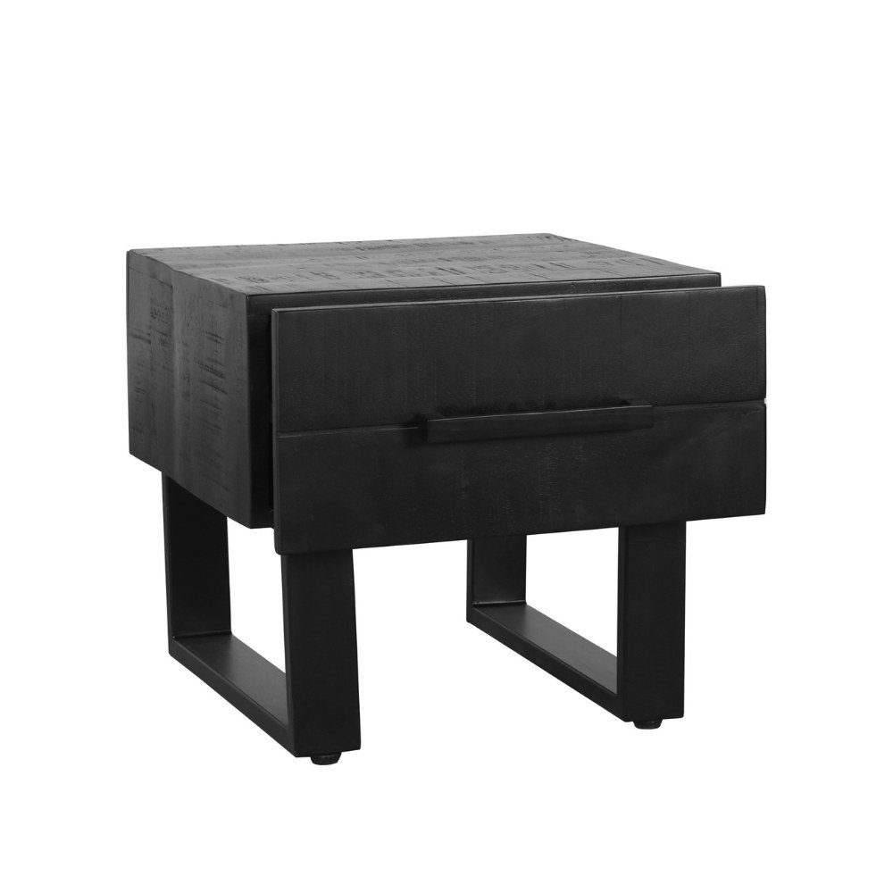 mit aus Schwarz 410x500x4, 2 Beistelltisch Couchtisch Keilani Möbel in Mangoholz Schubladen RINGO-Living
