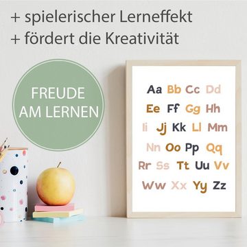 Tigerlino Poster ABC 3er Set Lernposter Sonne Regenbogen Alphabet Kinderzimmer