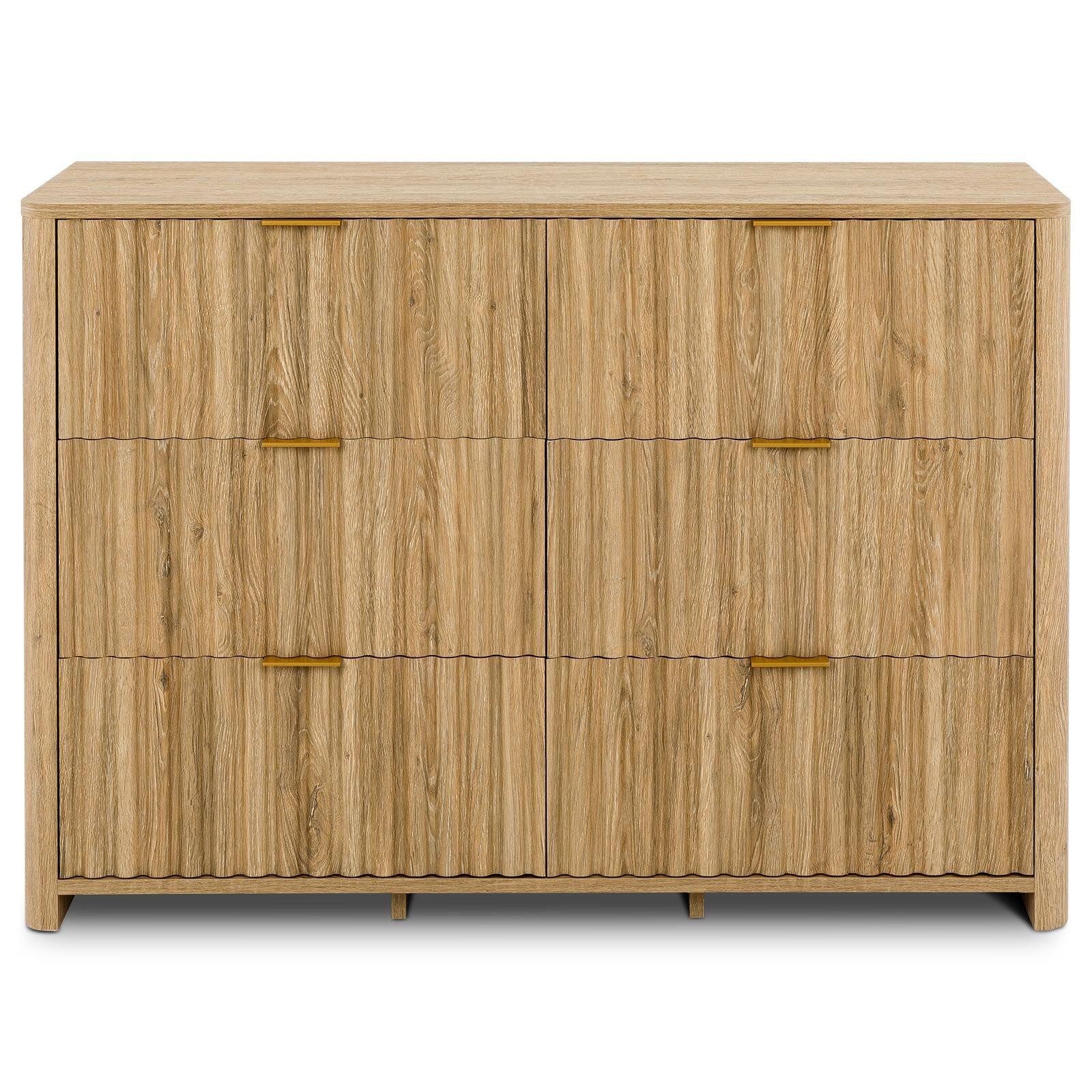 IDIMEX Kommode ELLA, Sideboard mit 6 Schubladen in Lamellenoptik aus MDF Eiche Finish