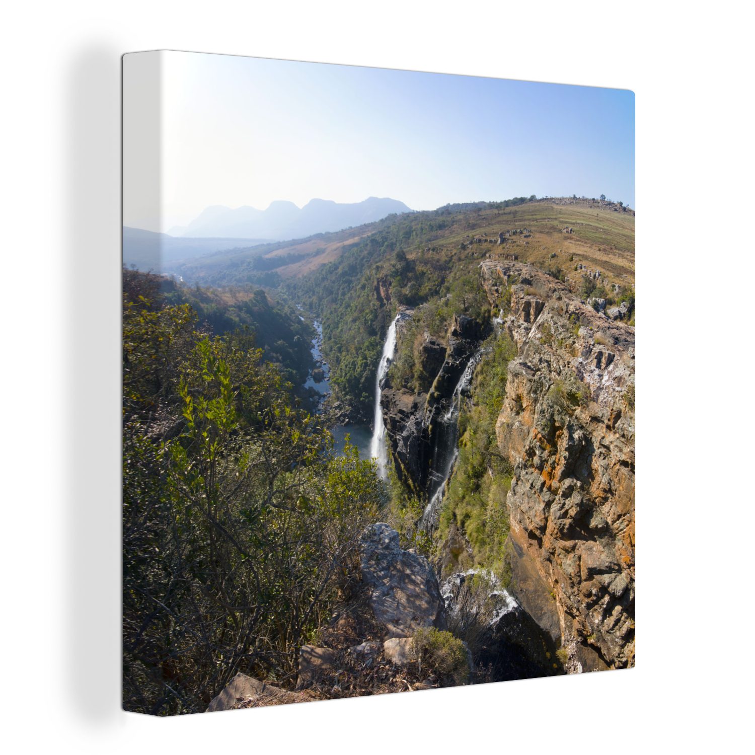 OneMillionCanvasses® Leinwandbild Wasserfall am afrikanischen Blyde River in Südafrika, (1 St), Leinwand Bilder für Wohnzimmer Schlafzimmer