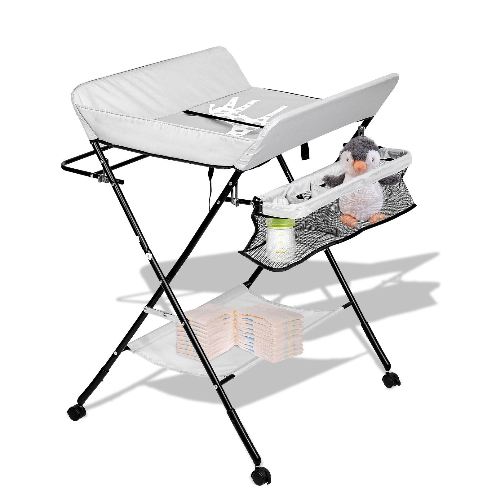 Clanmacy Wickelkommode Baby Wickeltisch Wickelkombination klappbar Wickelkommode mit Auflage