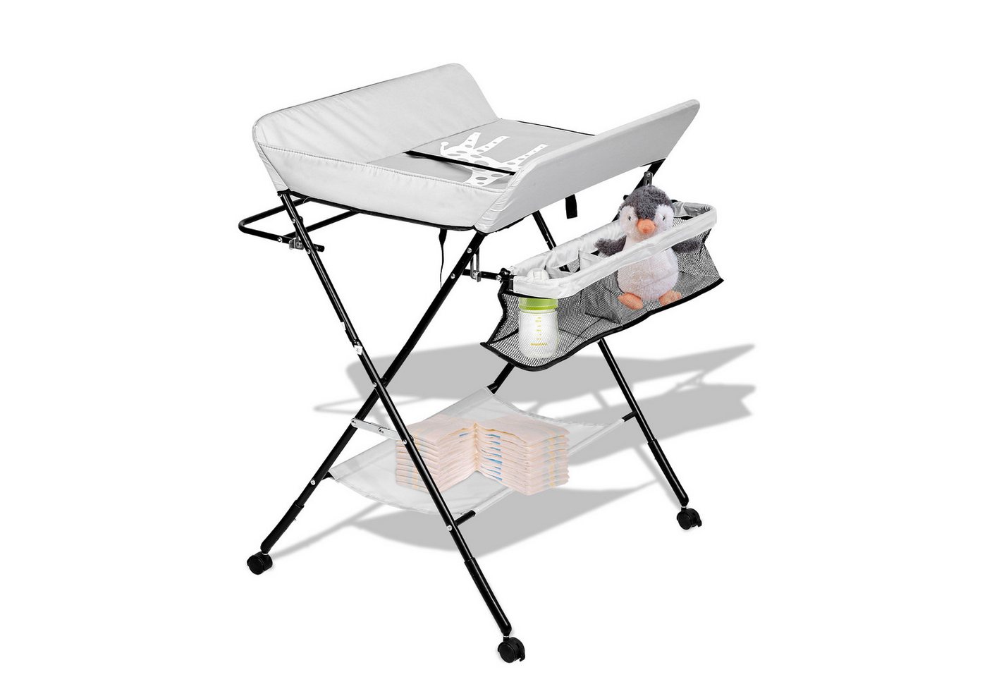 Clanmacy Wickelkommode Baby Wickeltisch Wickelkombination klappbar Wickelkommode mit Auflage