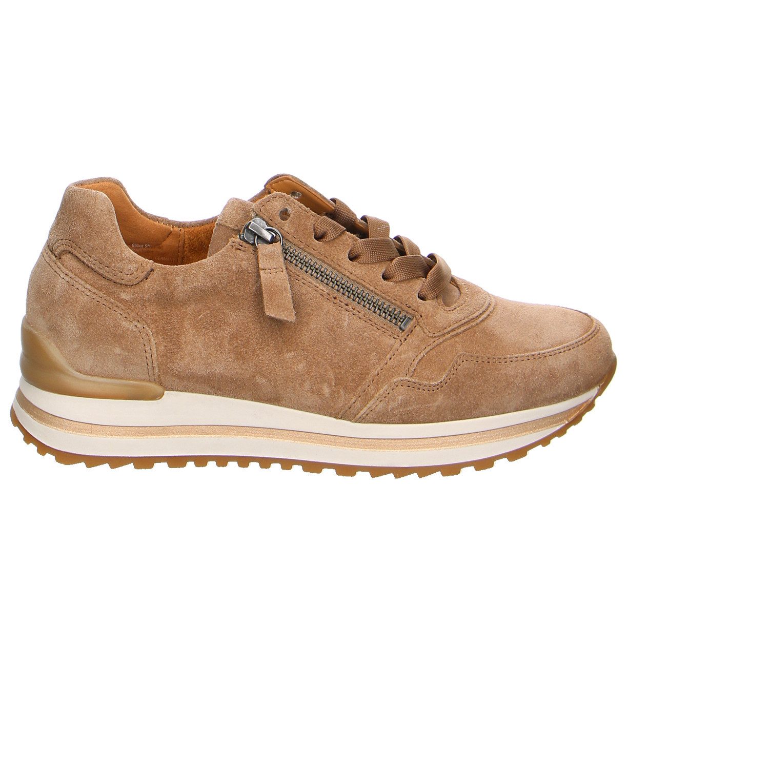 Gabor Fashion Velour Comfort Schnürschuhe beige Schnürschuh