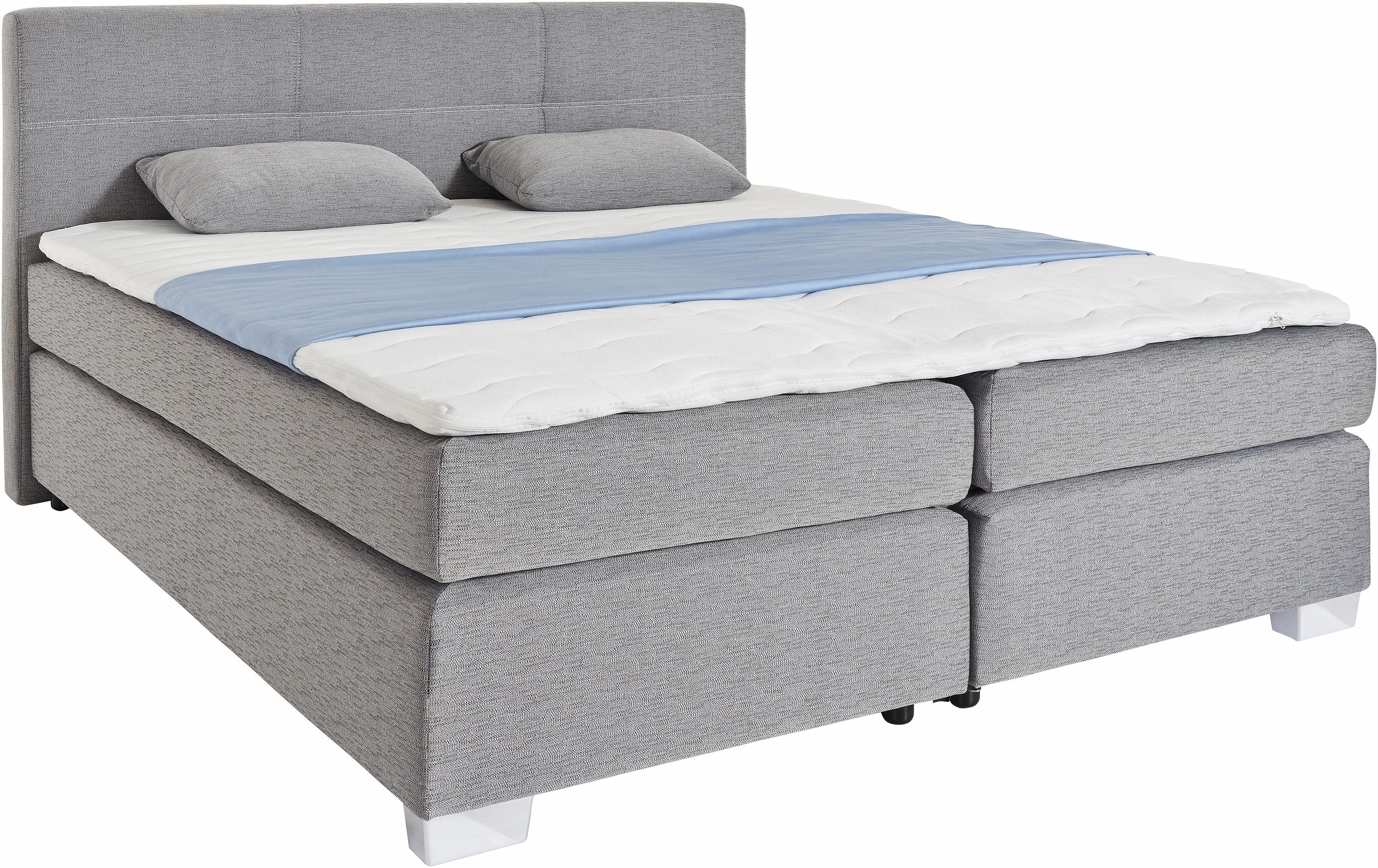 Jockenhöfer Gruppe Boxspringbett EVITA inkl. Bonnell-Federkernmatratze H2, Inkl. Topper & Kissen, Kunstleder/Strukturstoff, 140/180 cm x 200 cm