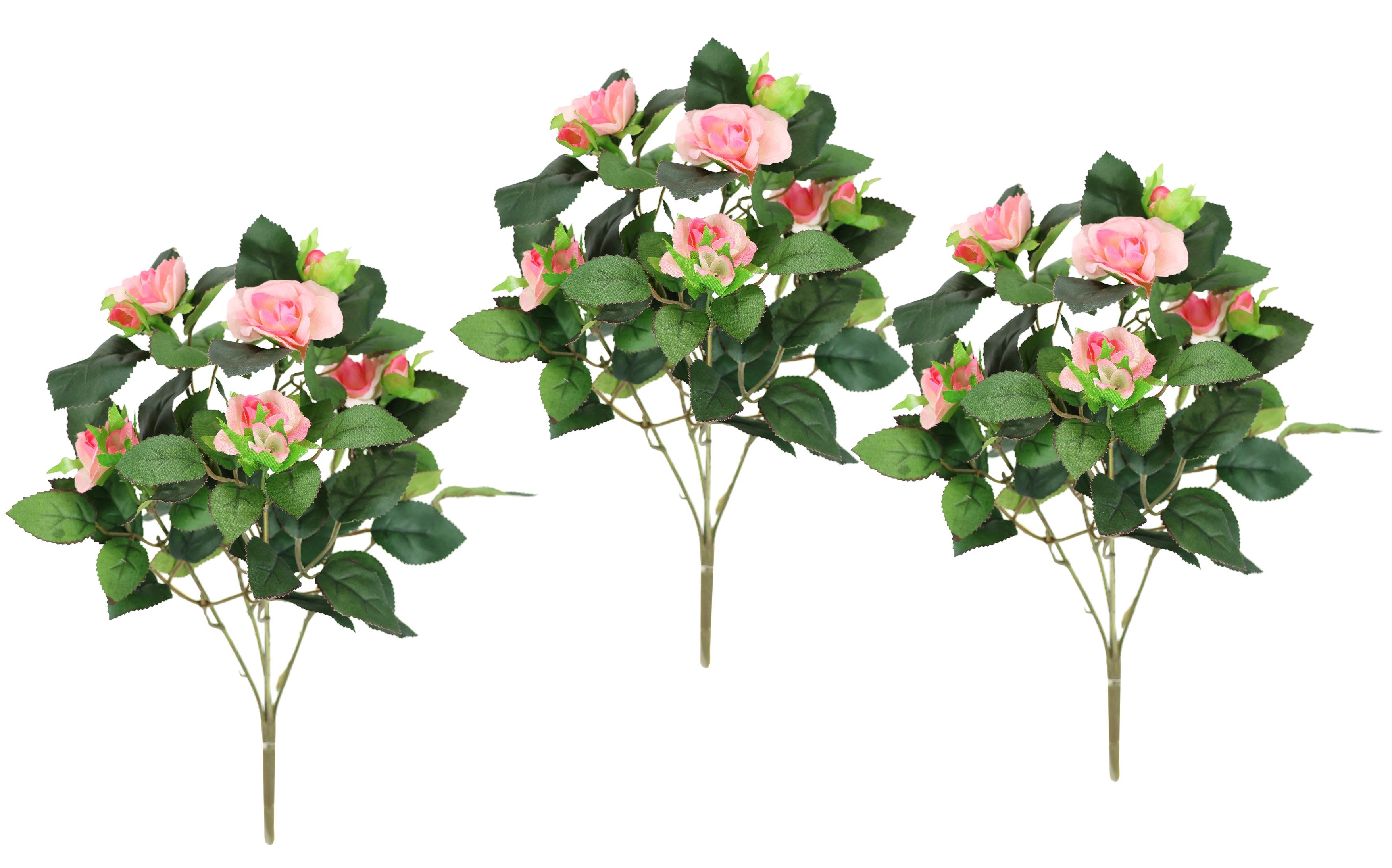 Kunstblume Künstlicher Rosenbusch, I.GE.A., Höhe 34 cm, Kunstrose Blume Strauß Bouquet Rosen Rosenbouquet Wildrose