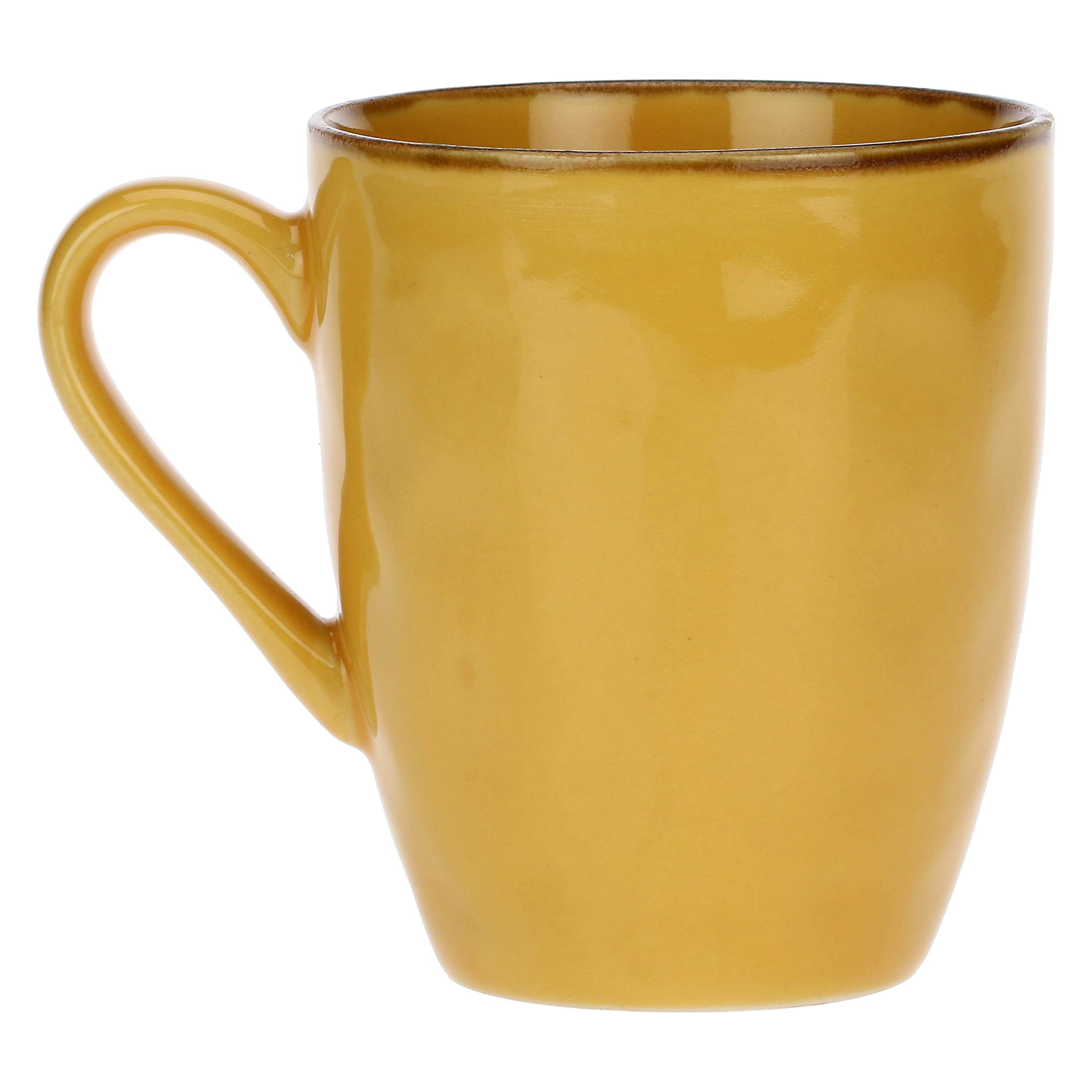 Rose & Tulpani Tasse Große Tasse Steingut Becher mit Henkel 430ml Gelb, 1-tlg., Steingut, Handgefertigt, Backofengeeignet