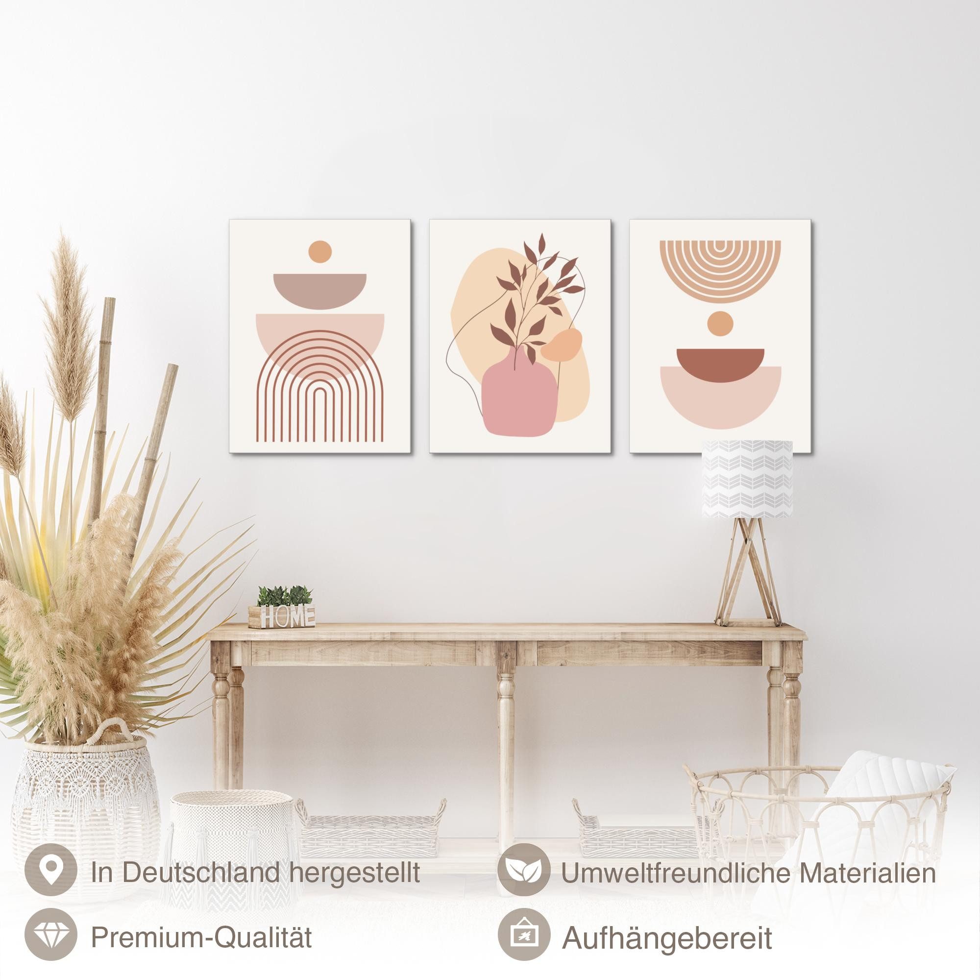 Novart Wandbild Wandbilder Wohnzimmer Abstrakt Figuren Bilder Deko, Beige, made in Germany, moderne Wandbilder, Boho Style