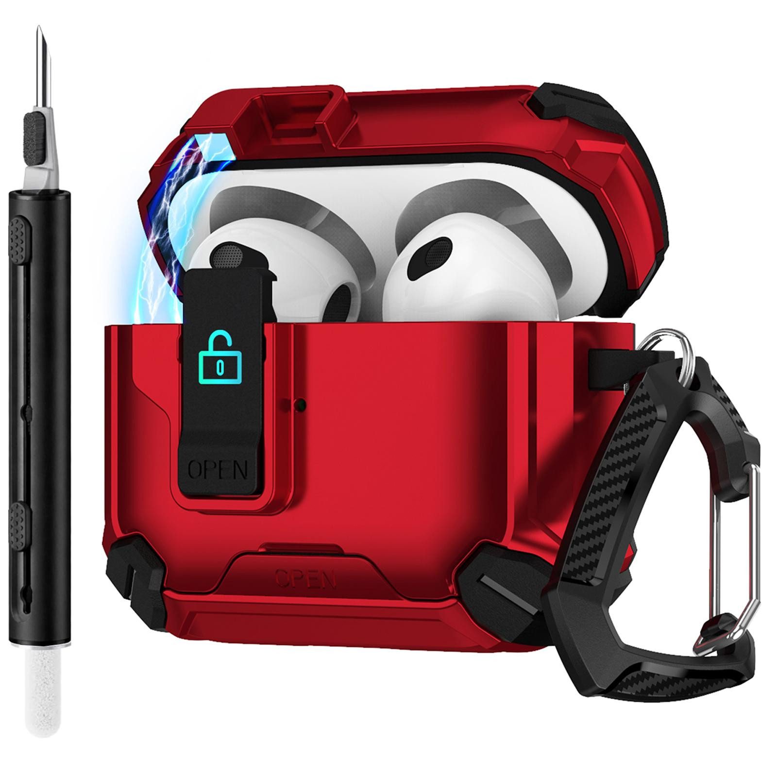 CoolGadget Kopfhörer-Schutzhülle für Apple AirPods 4 Kunststoff, Stoßfest Ständer Clip Karabiner MagSafe Case Schutz Cover