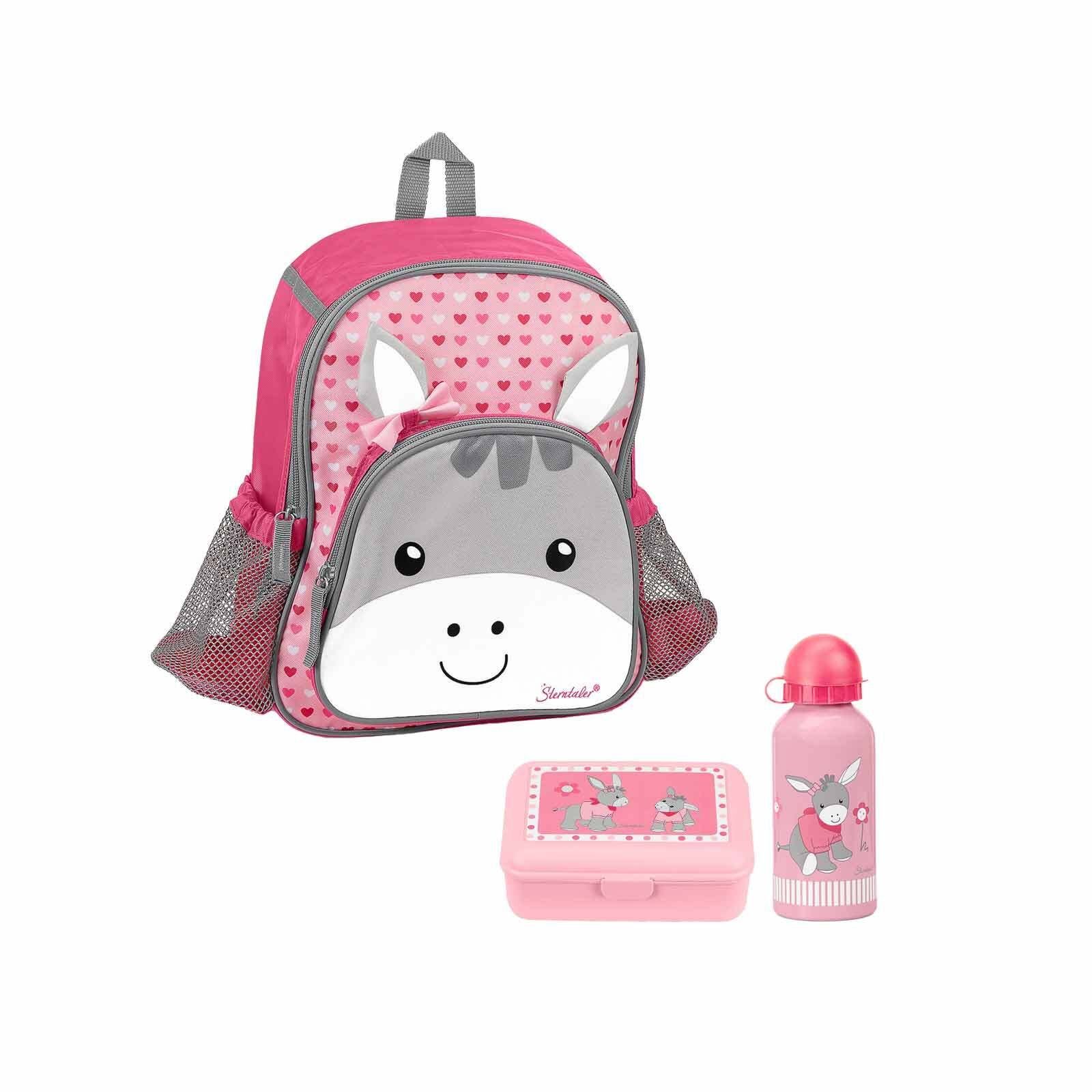 Set Sterntaler® Rucksack rosa Trinkflasche) Rucksack, Kinderrucksack 1x 3er Lunchbox, 1x Girl (1x Esel Kinder Emmi