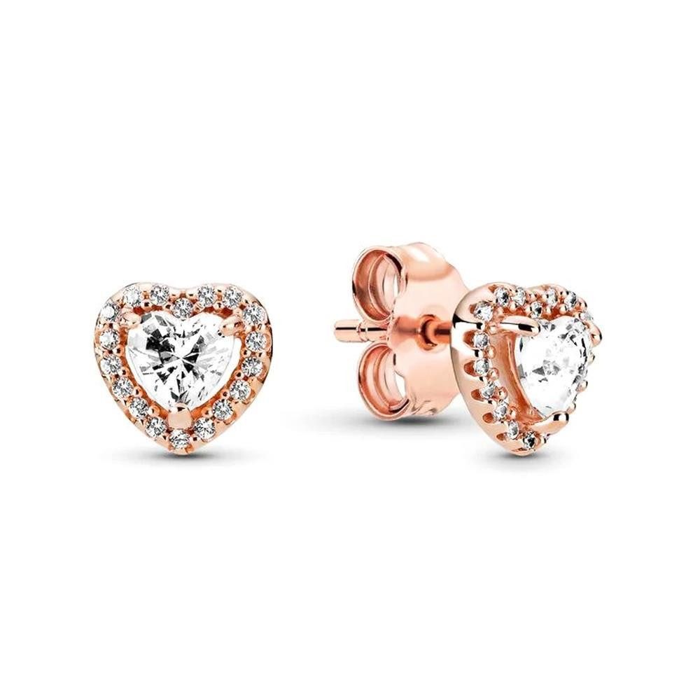 Pandora Paar Ohrstecker PANDORA ROSE Damen Ohrstecker Herzen mit Zirkonia