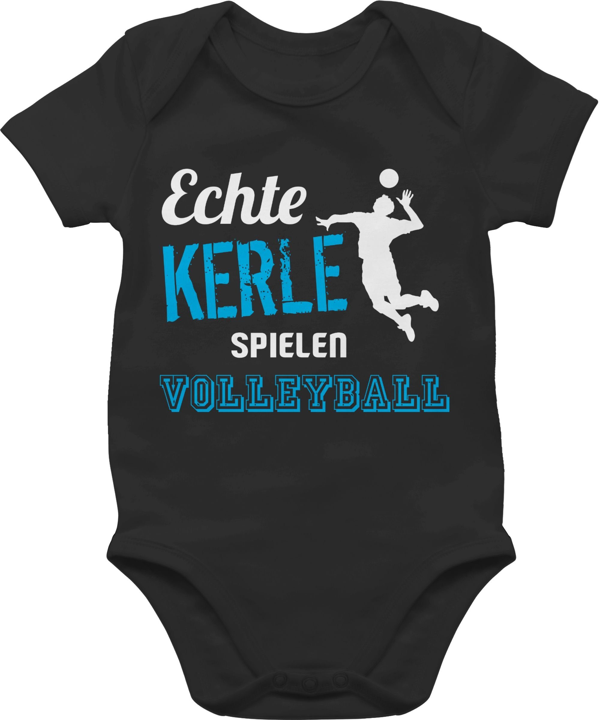 Kasse Shirtracer Shirtbody Echte Kerle spielen & 2 Baby Sport Bewegung Schwarz Volleyball