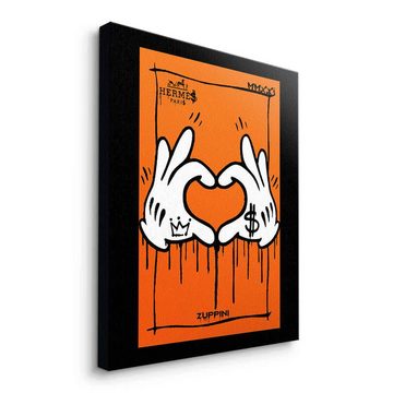 DOTCOMCANVAS® Leinwandbild Orange Heart, Leinwandbild Orange Heart Mickey Mouse Comic Cartoon orange Wandbild