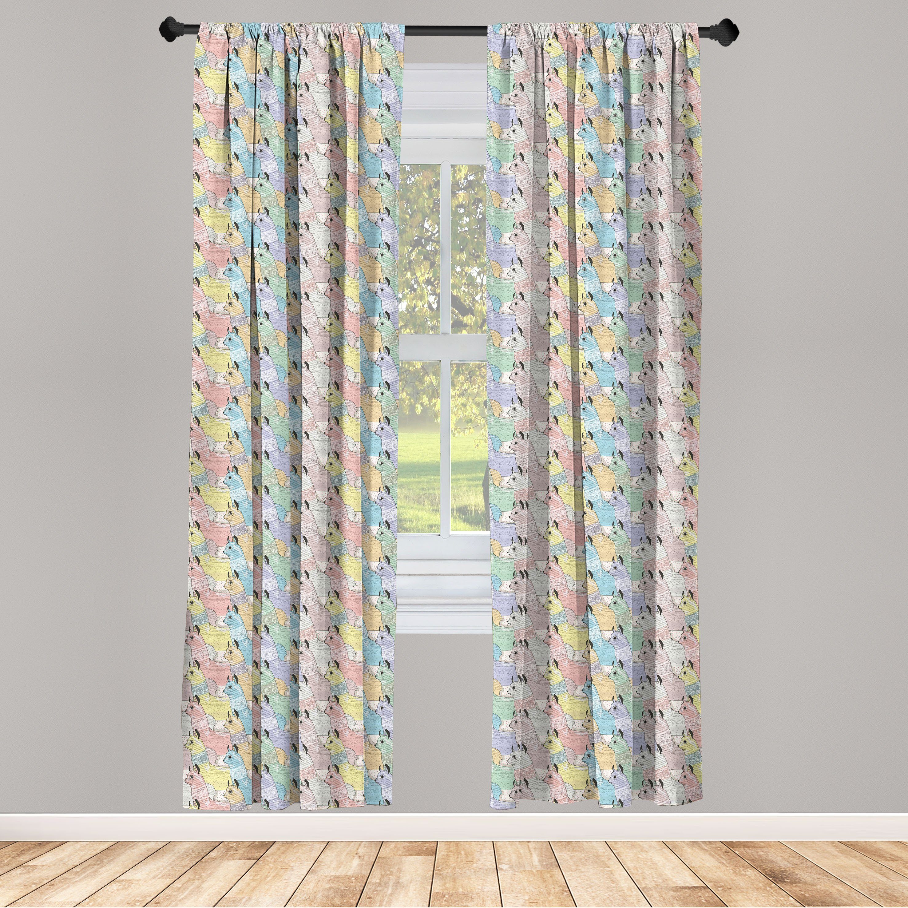 Gardine Vorhang für Wohnzimmer Schlafzimmer Dekor, Abakuhaus, Microfaser, Teen Zimmer Alpacas Kinder