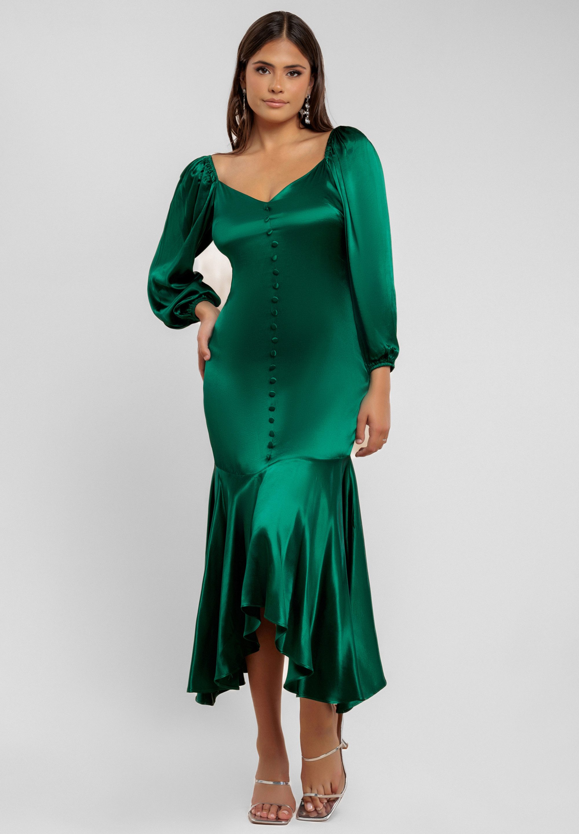 Goddiva Midikleid Satin Viscose Front Buttoned günstig online kaufen