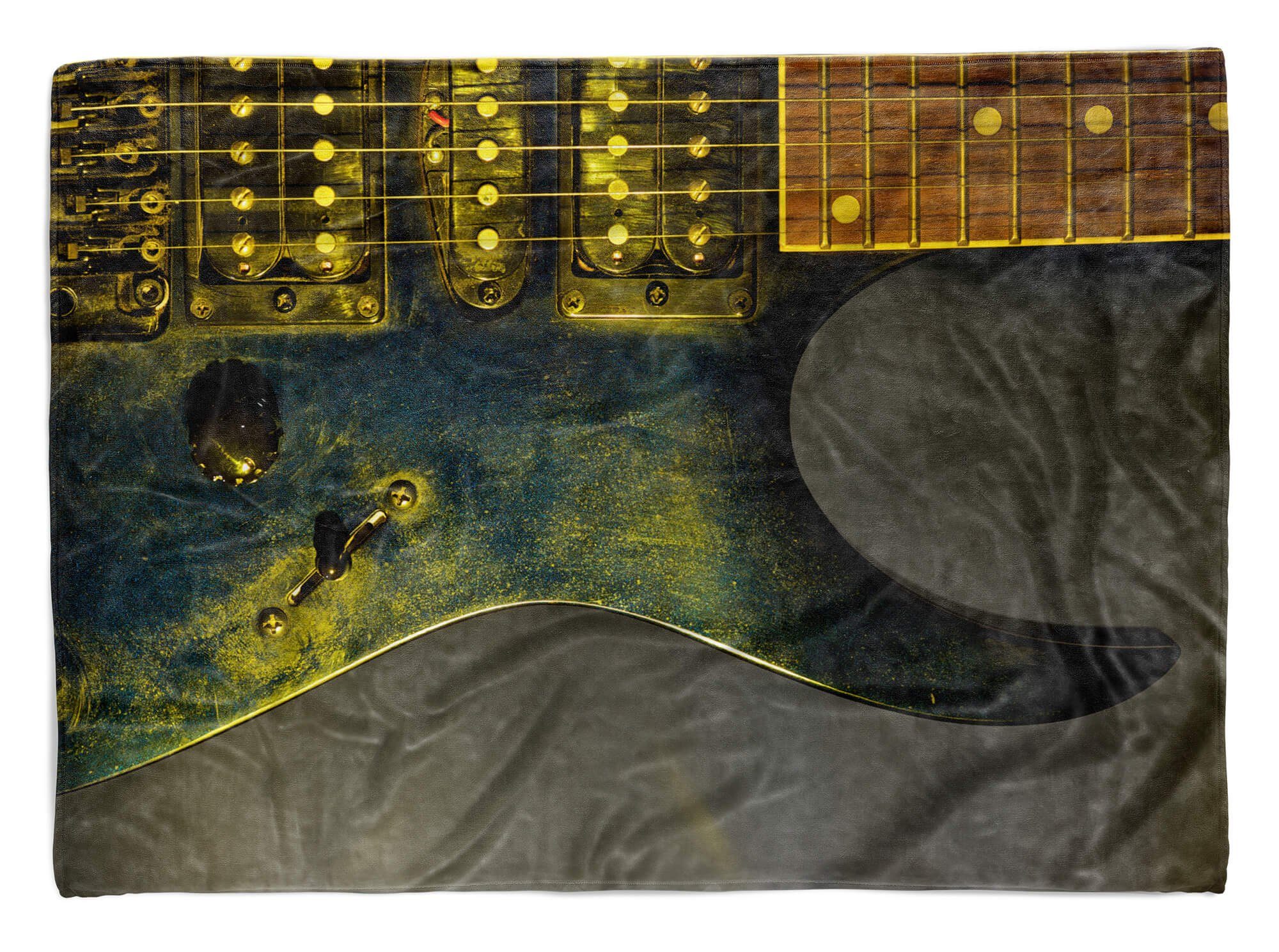 Sinus Art Handtücher E-Gitarre (1-St), Strandhandtuch Kuscheldecke Fotomotiv mit Gitarre, Handtuch Saunatuch Baumwolle-Polyester-Mix Handtuch