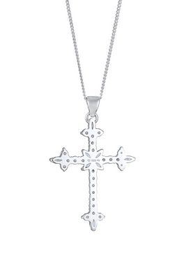 Elli Kette mit Anhänger Kreuz Zirkonia Marquise Religion 925 Sterling Silber, Kreuz