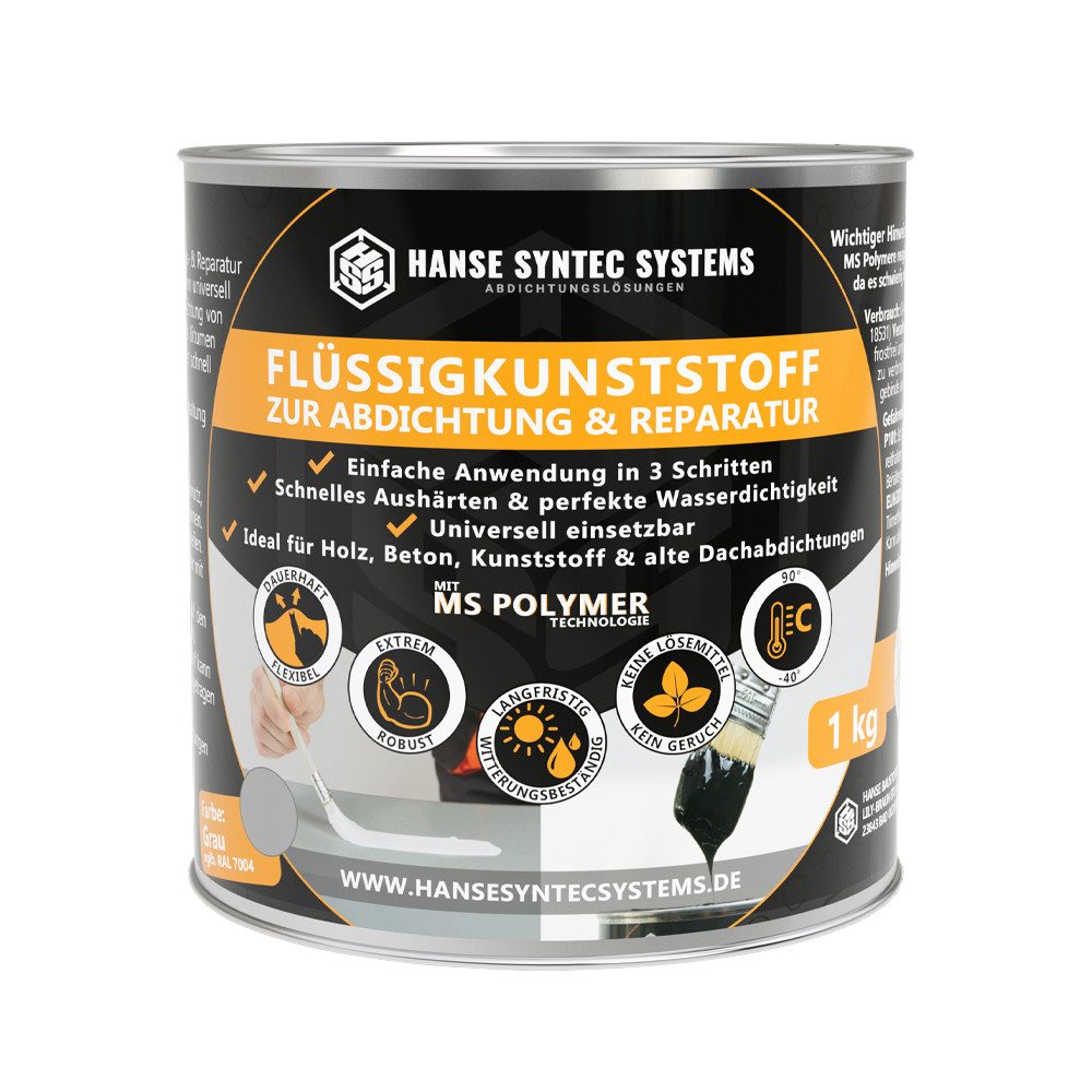 Hanse Syntec Systems Dichtstoff HSS Flüssigkunststoff, geeignet für alle Untergründe außer Silikon, frischen Bitumen/Asphalt