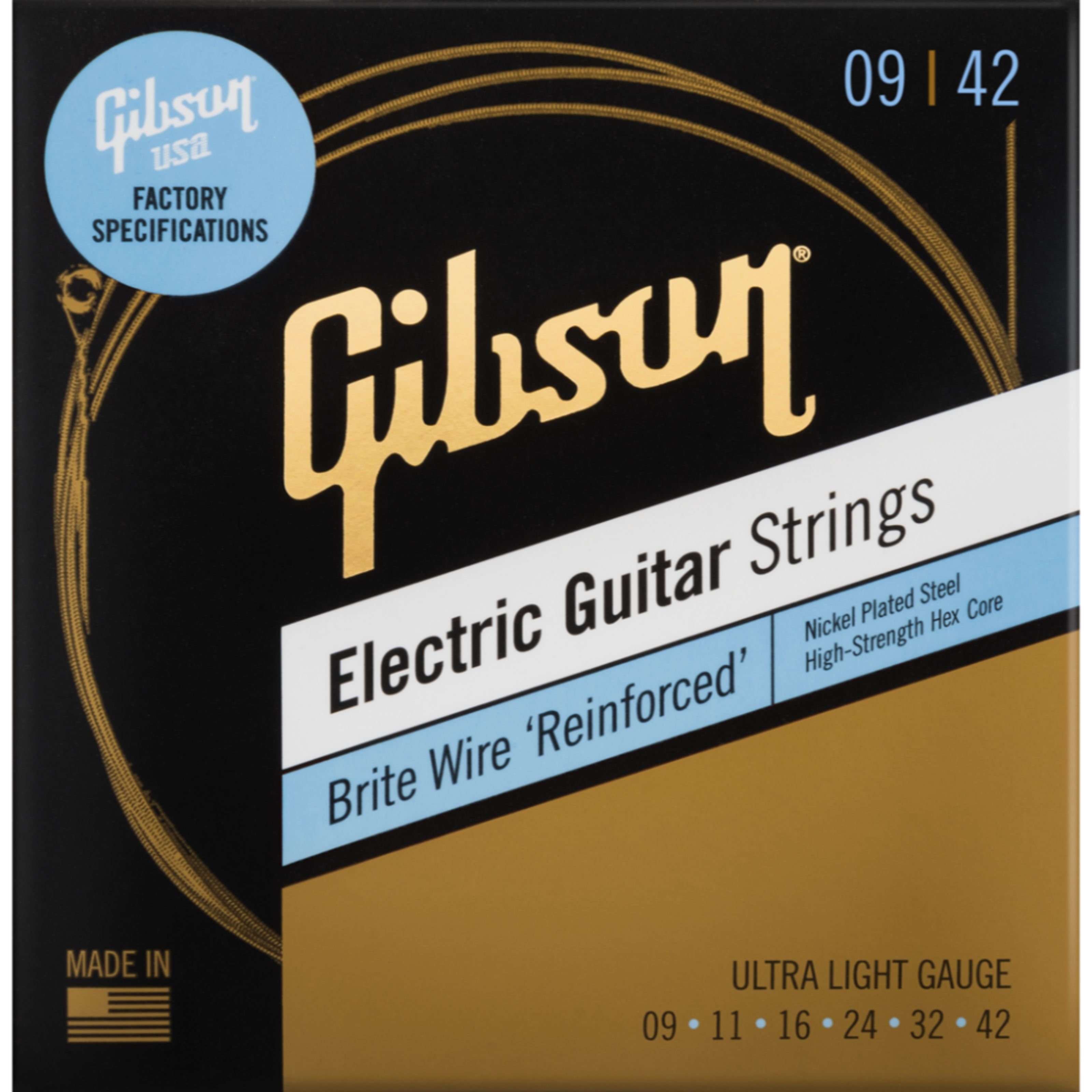 Gibson Saiten, SEG-BWR9 Brite Wire Reinforced 09-42 - E-Gitarrensaiten