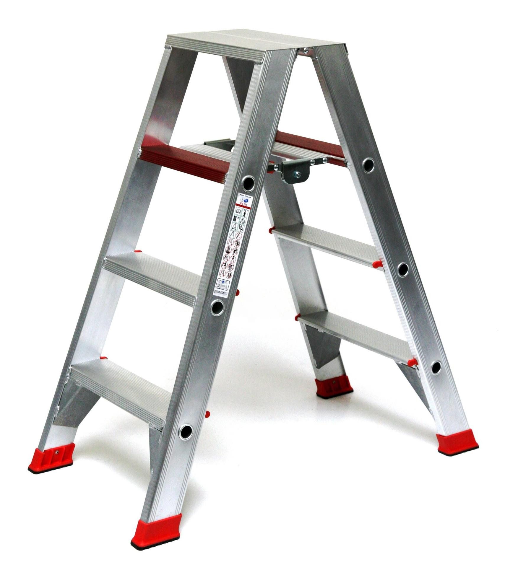 Szagato Doppelleiter Stehleiter 2x4 Stufen Profi Länge 113cm 113x54x23cm Alu SZAGATO Leiter