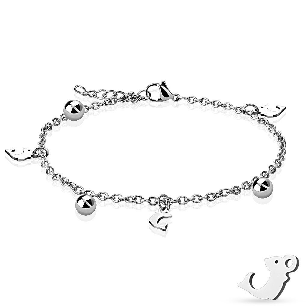 BUNGSA Armband Bettelarmband Delfin Silber aus Edelstahl Damen (1 Armband, 1-tlg), Bracelet Armschmuck