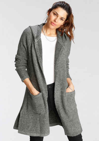 Boysen's Strickjacke Oversize in modischer Longform mit Kapuze