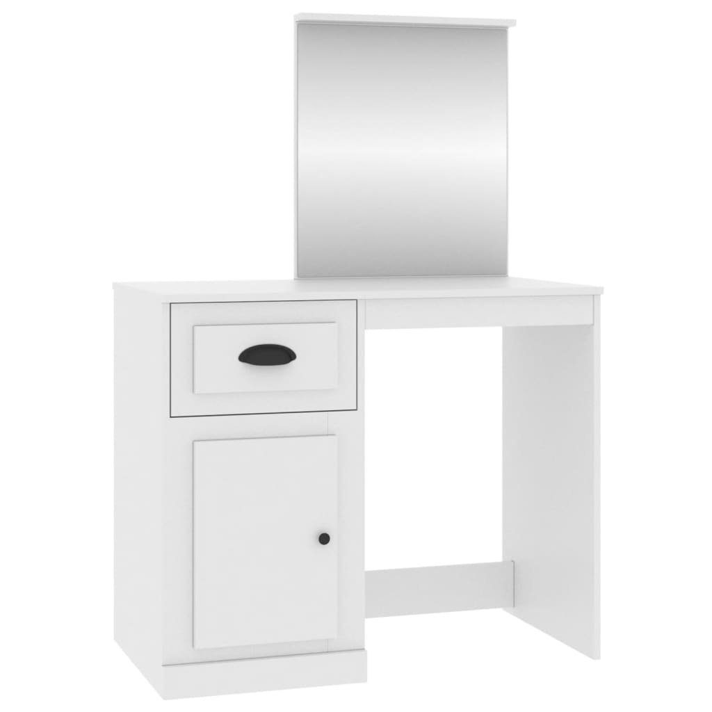 90x50x132,5 Weiß vidaXL cm Schreibtisch Schminktisch Spiegel Holzwerkstoff mit