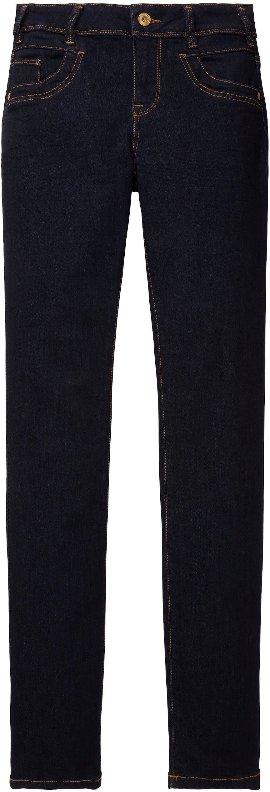 TOM TAILOR Gerade Jeans denim Kontrastnähten blue rinsed mit