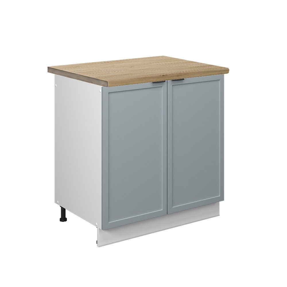 Unterschrank Fame-Line, Hellblau-grau/Weiß, 80 cm, AP Eiche