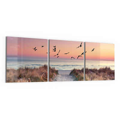 DEQORI Glasbild 'Strandaufgang zur Ostsee', 'Strandaufgang zur Ostsee', Glas Wandbild Bild schwebend modern