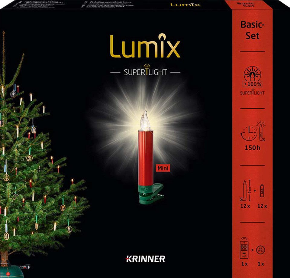 lumix LED-Christbaumkerzen LUMIX SuperLight Metallic Rot Mini Basis