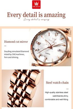OLEVS Japanisches Quarzwerk Watch, Luxuriöse mit Diamantschliff-Spiegel für präzise Zeitmessung Passform