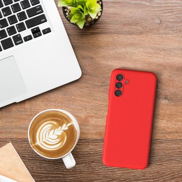 EAZY CASE Handyhülle Premium Silikon Case für Samsung Galaxy A13 5G 6,6 Zoll, Smart Slimcover mit Displayschutz Handy Softcase Silikonhülle Etui Rot