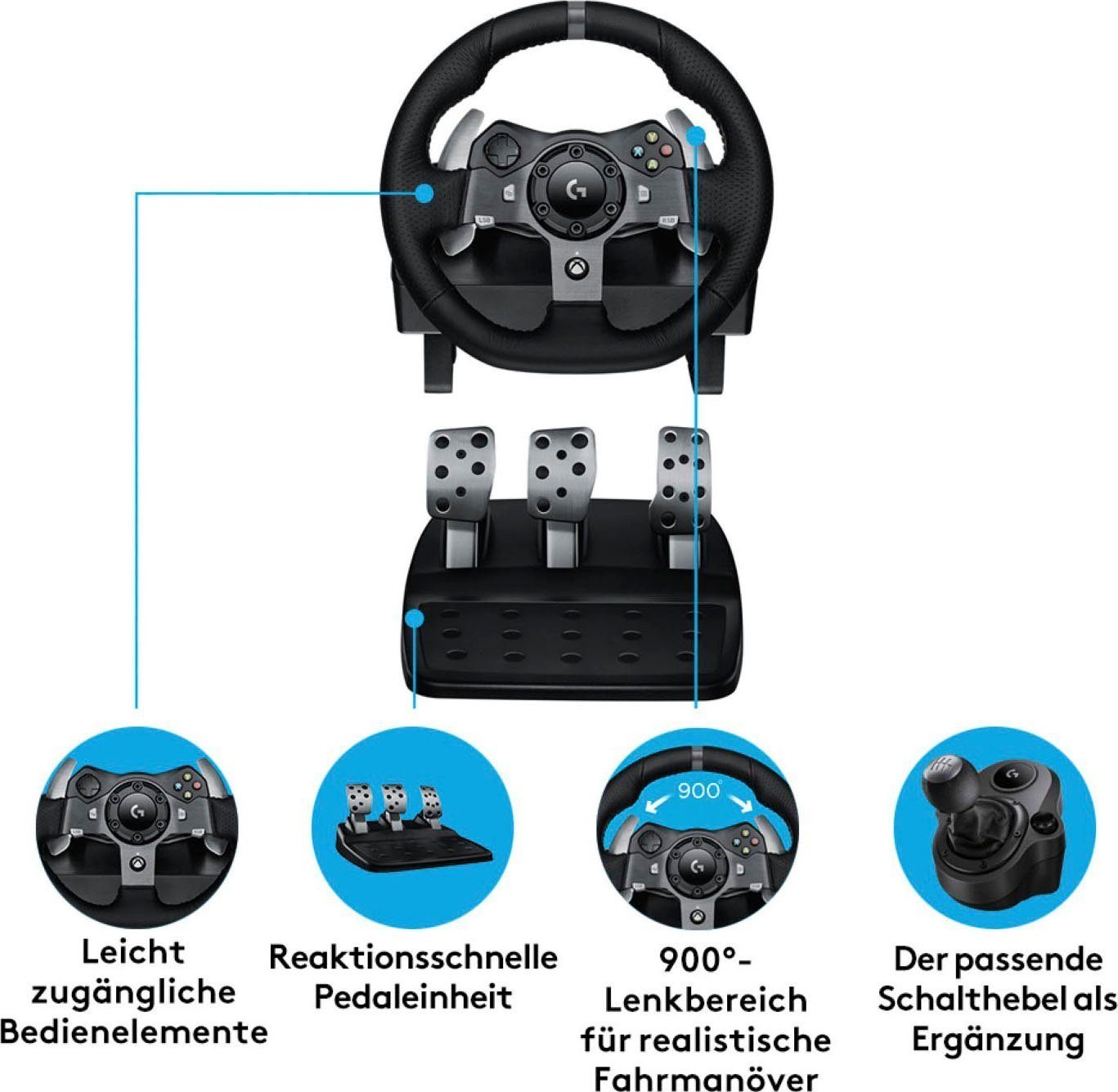 Logitech G G920 Driving Force für PC, Xbox inkl. Logitech Driving Force  Shifter Lenkrad