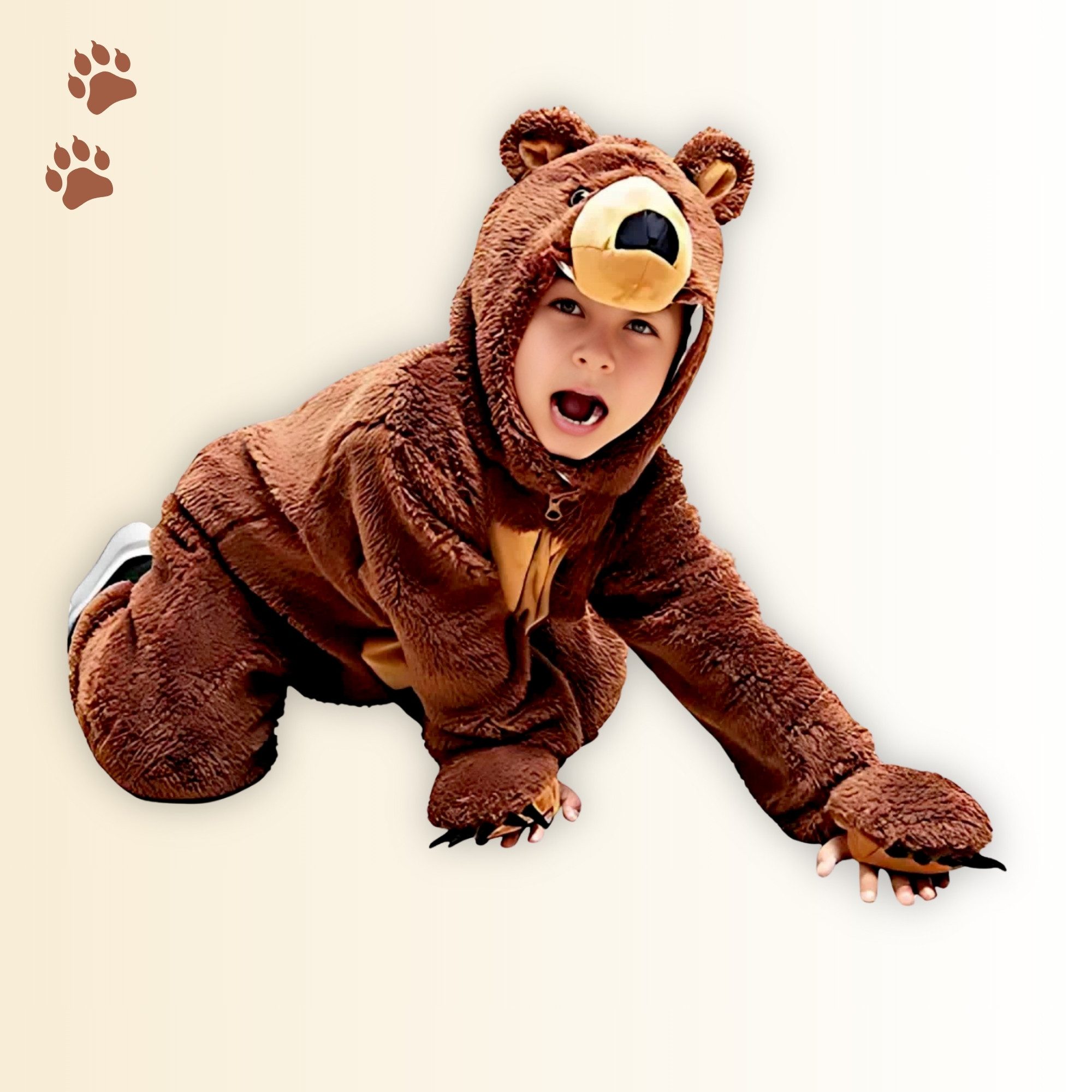 Ikumaal Costume Brown Bear Costume, F67, Children's, Carnival Mardi Gras