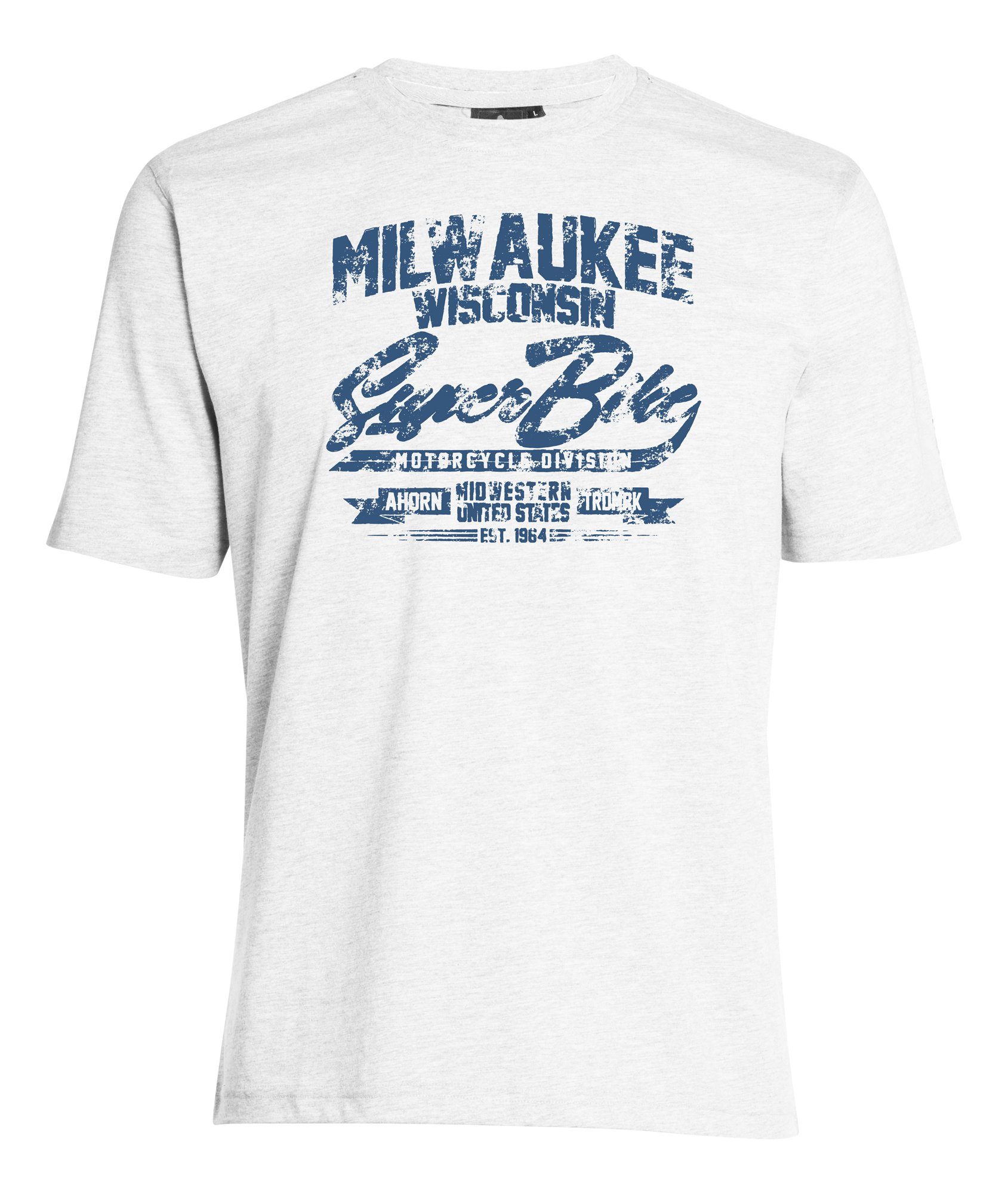 AHORN T-Shirt lässigem BLUE MILWAUKEE_ATLANTIC Frontprint SPORTSWEAR mit weiß