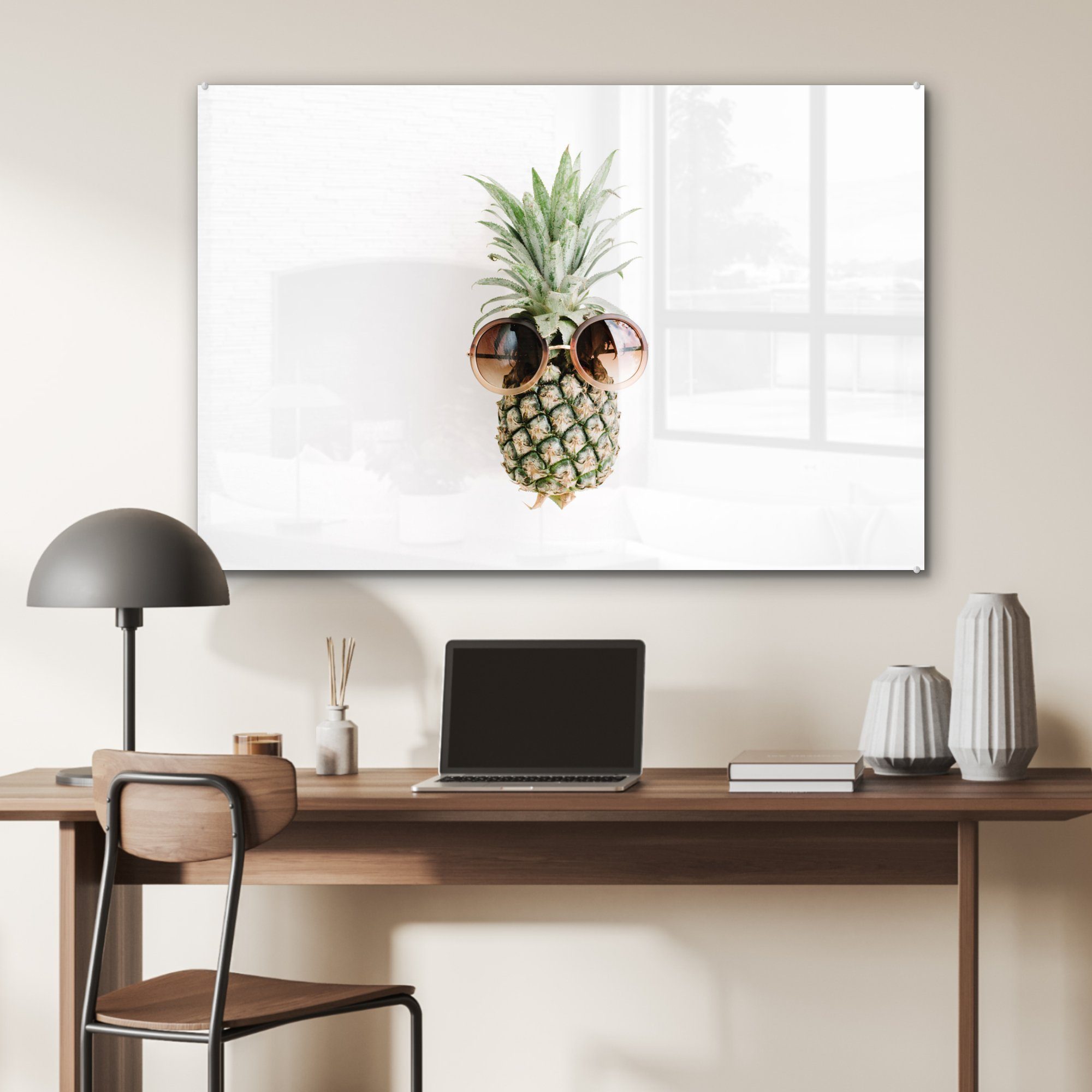 Ananas Acrylglasbild St), Tropisch, Schlafzimmer Wohnzimmer Sonnenbrille Acrylglasbilder - - (1 & MuchoWow