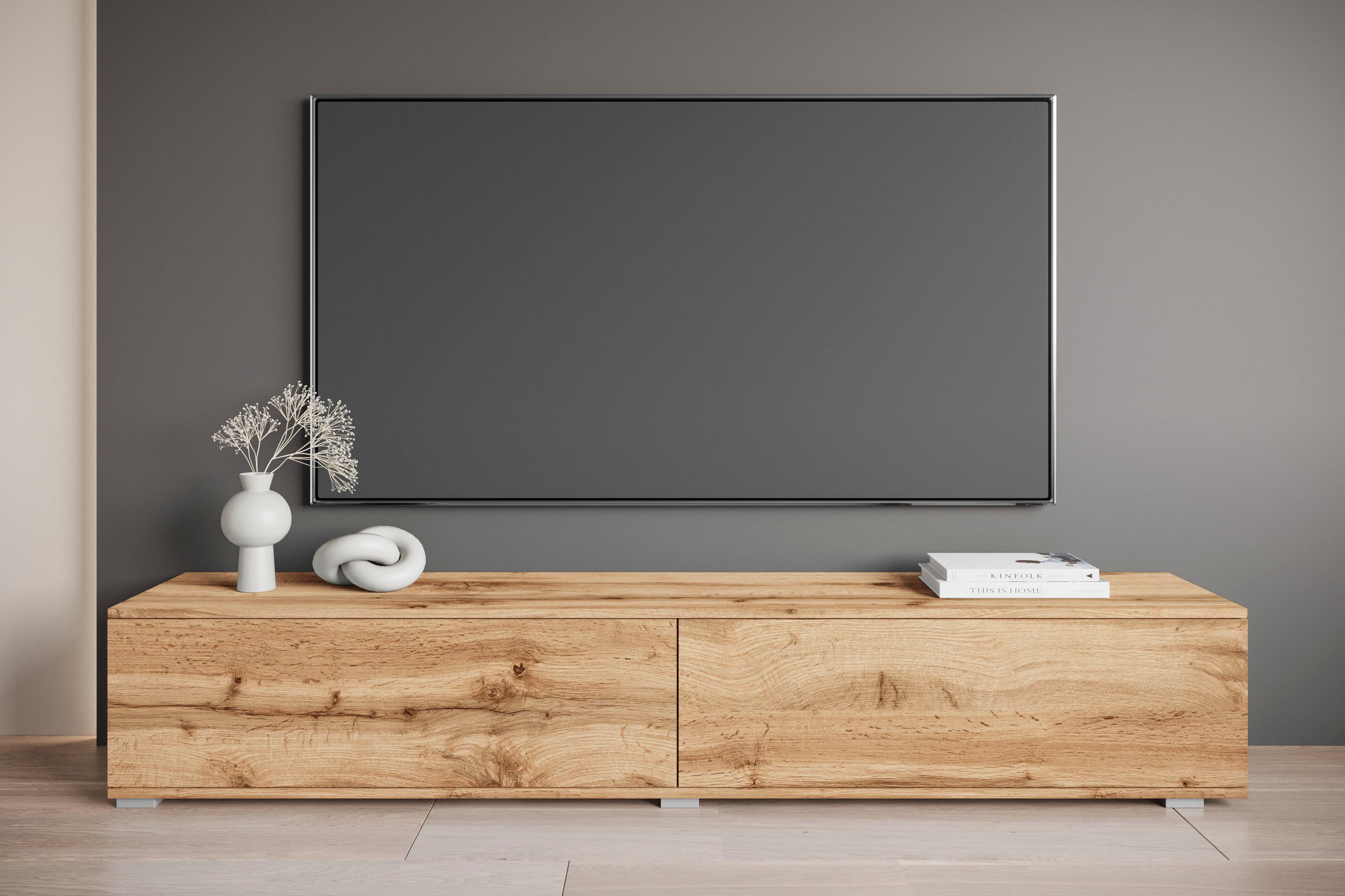 OTTO home Lowboard Kenia (1 St), 2 Klappen – flexibel hängend oder stehend montierbar