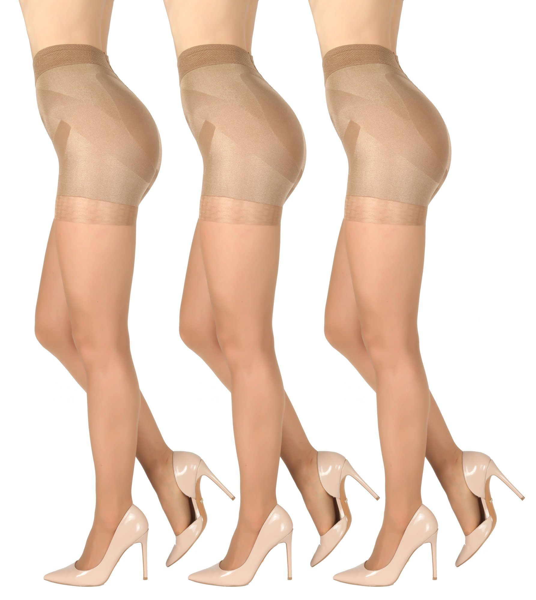 BANANALU Feinstrumpfhose (3 mit St) shaping Bauch Bein Miederhose Po Set figurformende 3er 20 Effekt Bronze Strumpfhose DEN