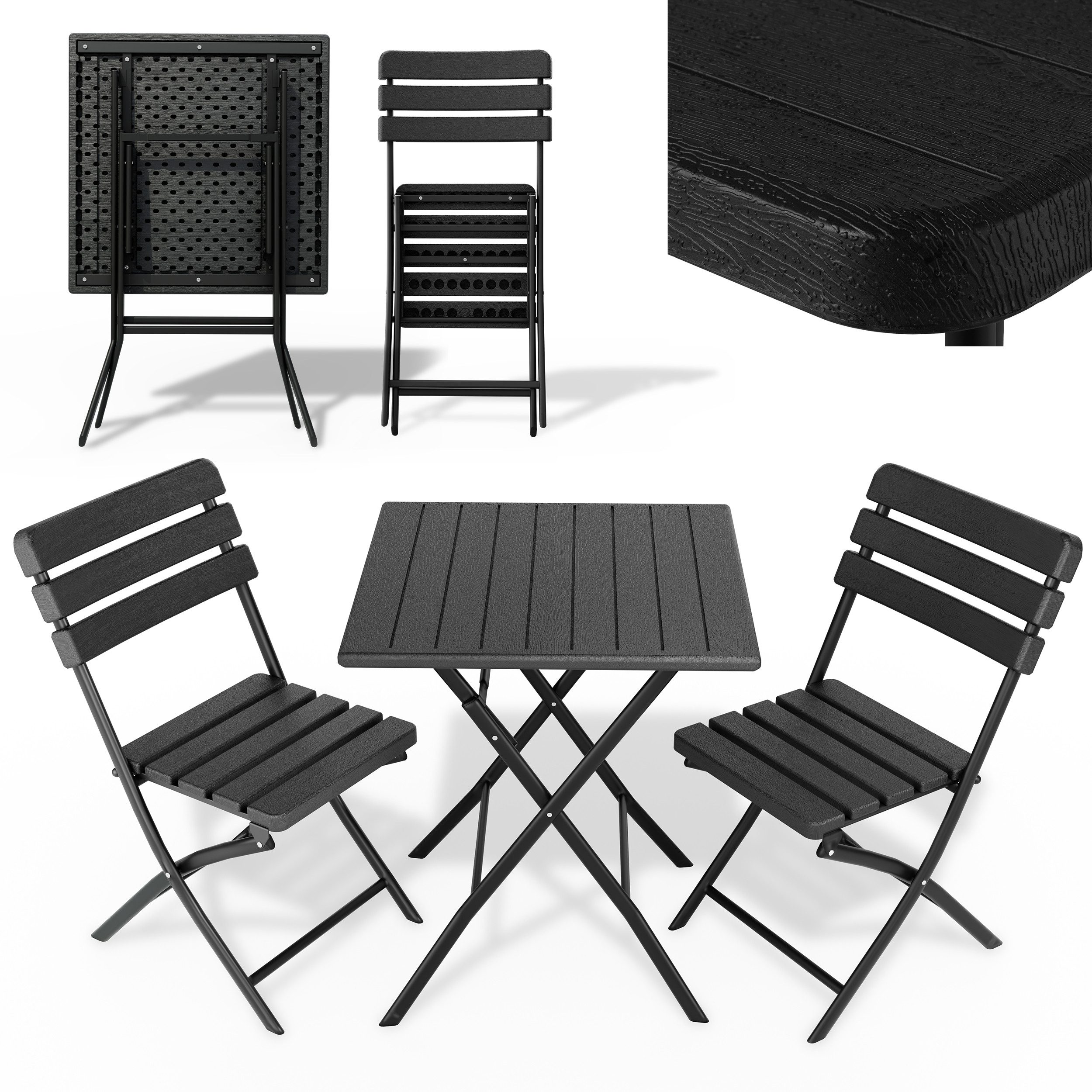 Onbest Balkonset Holzoptik mit Stahlgestell, (3-tlg), günstig online kaufen