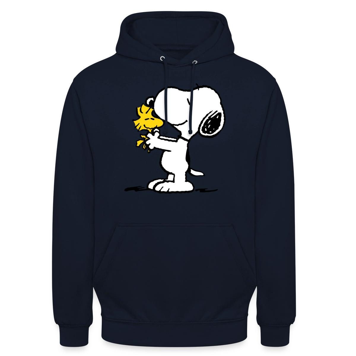 Spreadshirt Hoodie Peanuts Snoopy Und Woodstock Unisex Hoodie (1-tlg) Unisex-Schnitt: Sitzt bei Männern körpernah, bei Frauen weit