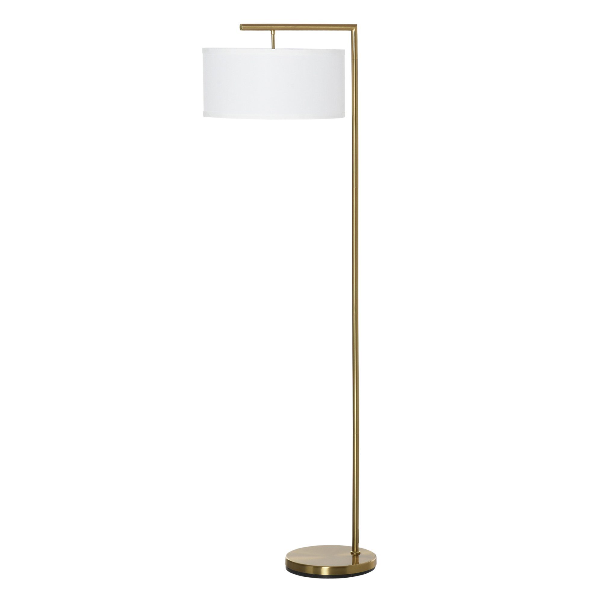 HOMCOM Stehlampe modernen Design, 1 x E27 (nicht im Lieferumfang enthalten), Metall Stahl Leinen Gold+Weiß 47 x 37 x 153 cm