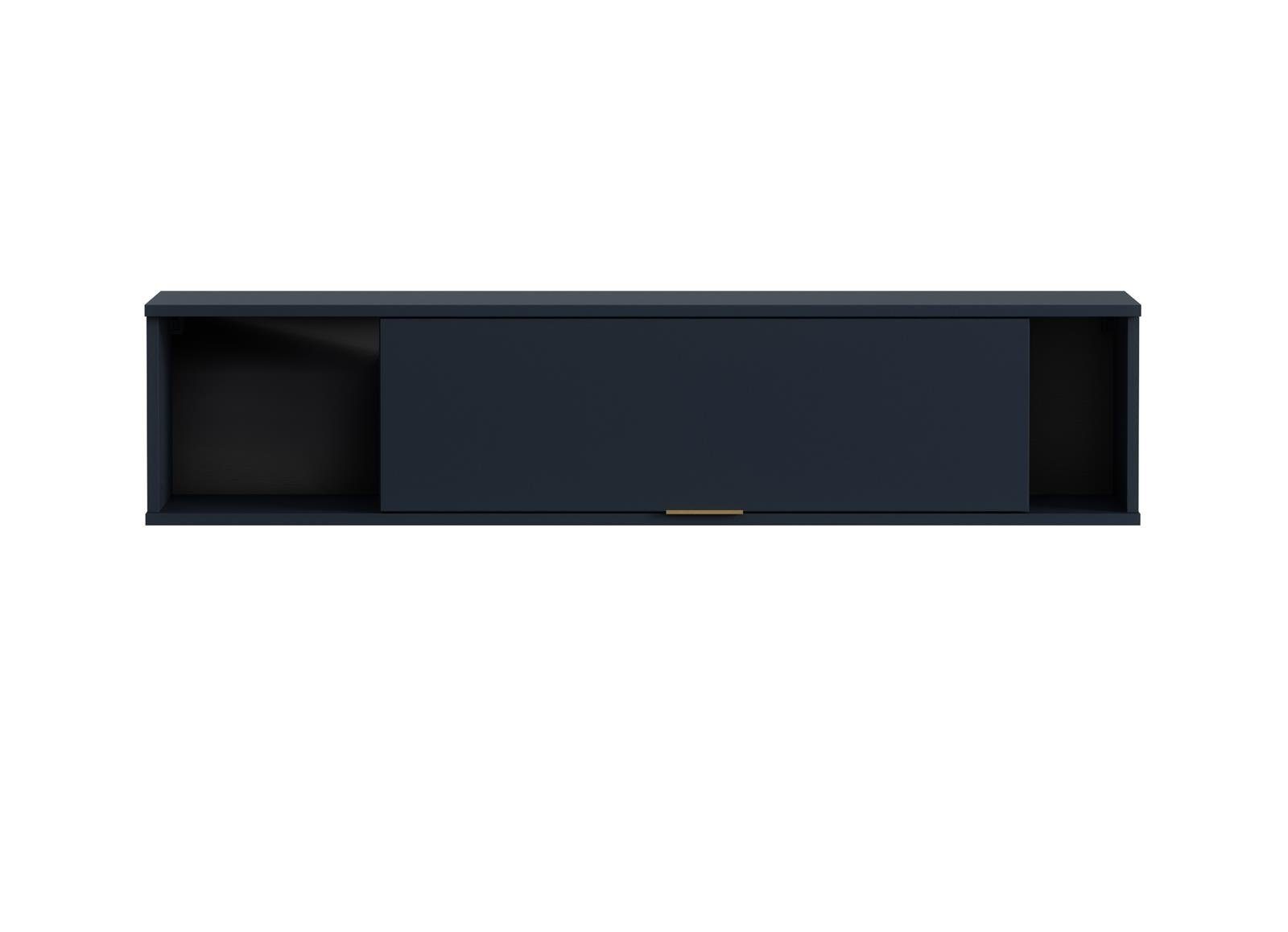 Wandregal mit modernes Schwarz, Marineblau aus oder Beautysofa Hängeregal cm Spanplatte Tür 135 Pula, breit, Regal