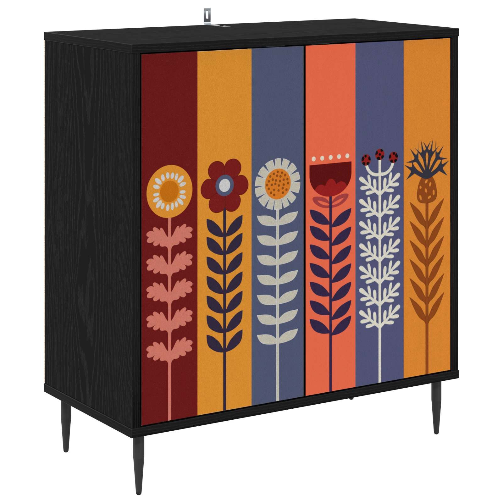 vidaXL Sideboard Sideboard ESSEN Schwarz Eichen-Optik 69 x 33 x 76 cm (1 St)