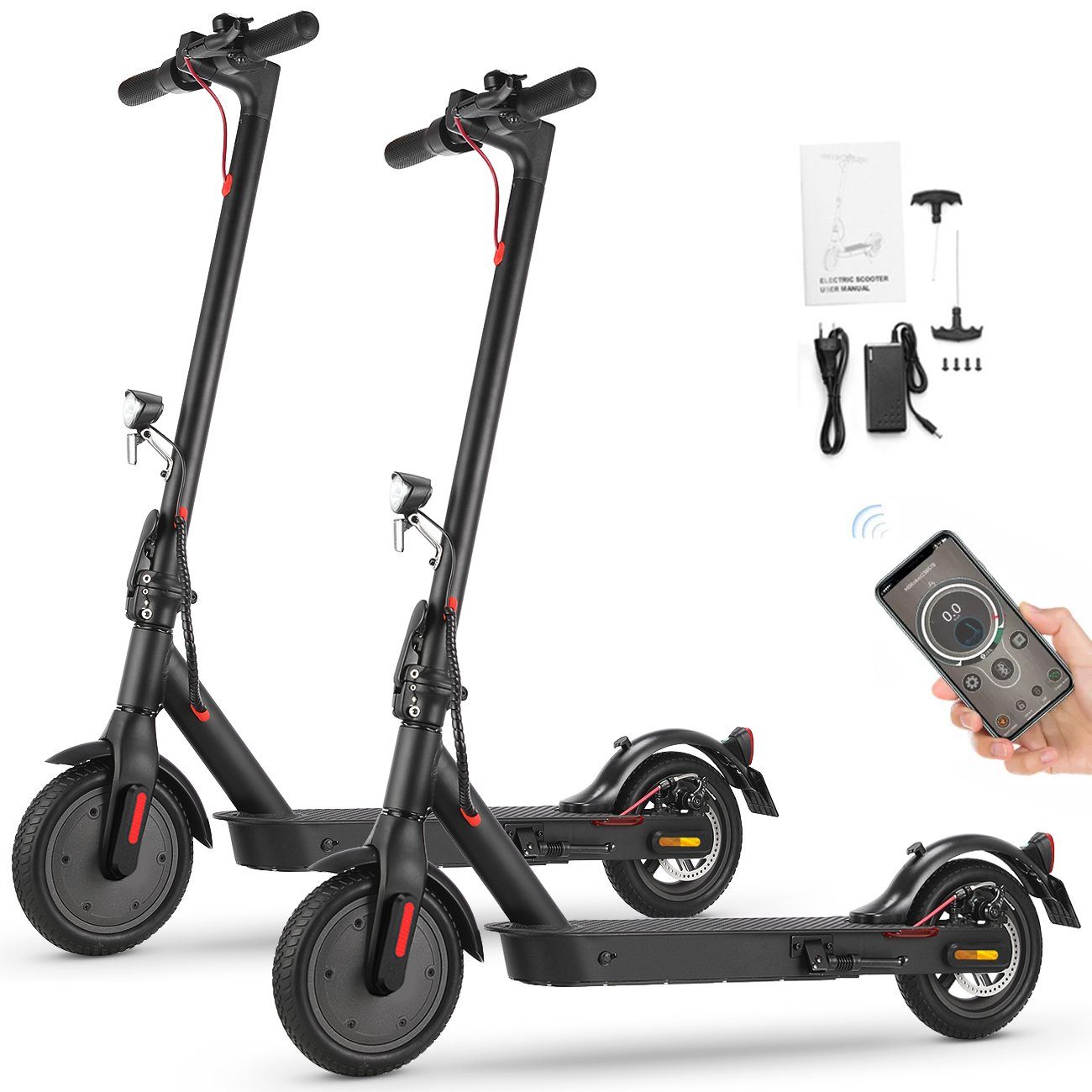LETGOSPT E-Scooter 2 Stück E-Scooter mit Straßenzulassung ABE Max 30km E- roller mit app, 350,00 W, 20,00 km/h, Faltbarer Elektroroller Belastung bis  120kg, Erwachsene Elektroscooter